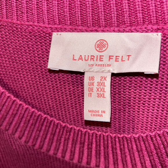 Laurie felt red purple color block diaganol oversized sweater 2X - Picture 2 of 3